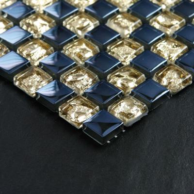 China Upscale parquet mosaic surface shiny gold and black mosaic for sale