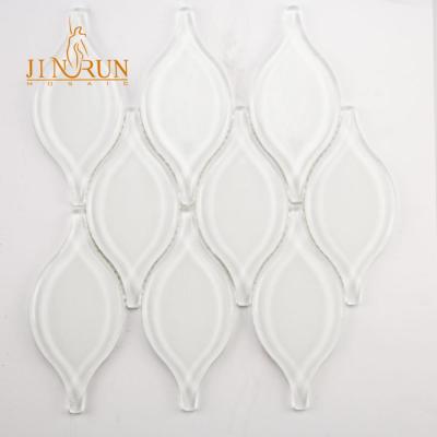 China White Latern Parquet Arabesque Crystal Glass Mosaic Slabs for sale