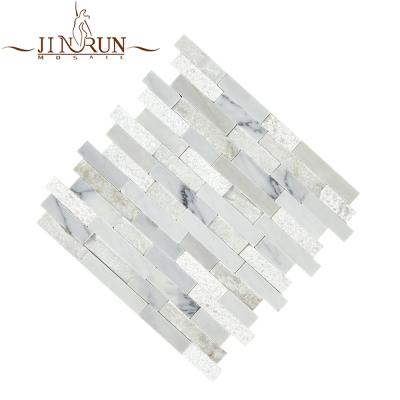 China Parquet Backsplash Wall Slab Kitchen Metal Glass Mosaic for sale