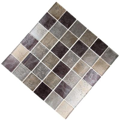 China Cheap Brown Aluminum Parquet Gold Glass Mosaic Slabs Hot Sale for sale