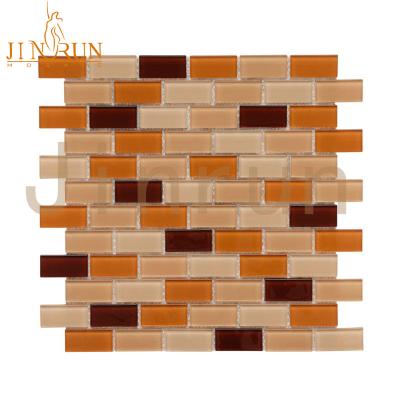 China Parquet glass mosaic slab for kitchen back splash wall slab for sale