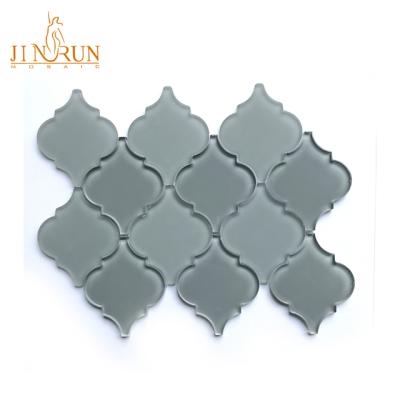 China Parquet Water Water Arabesque Jet Backsplash Lantern Glass Mosaic Slab for sale