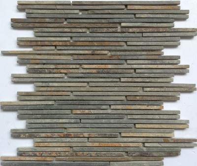 China Mini Pencil Floor Mini Mosaic Stone Mosaic Slabs Strip Slab for sale