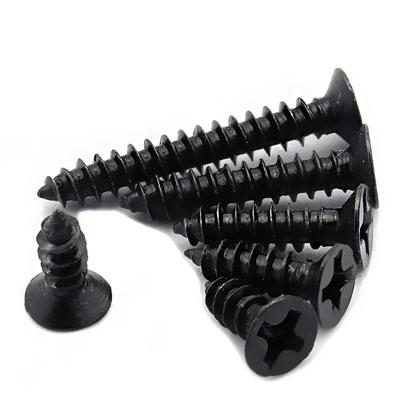 China Reasonable Price Flat Black Phosphated Cross Flat Head Tapping Screw For Metal And Wood for sale