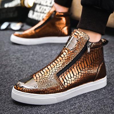 China Fashion Trend Style Mens Womens Shoes Casual Sneakers Shoes Man Sporty Running Unisex Skin Zipper Snakeskin for sale