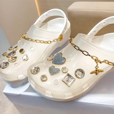 China Women and Ladies Slide Diamond Chain Clear Upper Clog Jelly Female Sandalias Mujer For massage designer for sale