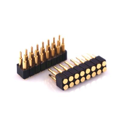 China Pin Spring Loaded Pogo Pin Connector Male 11 Mm Size 2.54 Mm Pitch 16 Position 2x8 Pins Double Row Contact Strip 2.54 Modular Grid SMD for sale