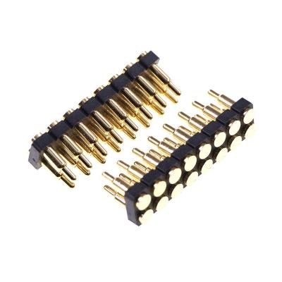 China Spring Loaded Pogo Pin Connector 7.0 Mm Height 2.54 Mm Pitch 16 Pin 2x8 Position Double Row Contact Strip 2.54 Modular Grid SMD for sale