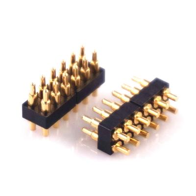 China Male 7.0 Mm Pin Spring Loaded Pogo Pin Connector Size 2.54 Mm Pitch 12 Position 2x6 Pins Double Row Contact Strip 2.54 Modular Grid for sale