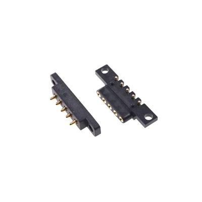 China male & Pogo Female Terminal 5 Pin Spring Loaded Connector 2.54 Mm Pitch Through Holes Flange Panel Mount Single Row Strip Male Female Connector for sale