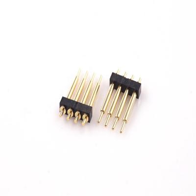 China Male Pin Spring-Loaded Pogo Pin Connector 4 Position 2.54 Mm Pitch 16.0 Mm Height Straight Through Hole Single Row Modular Strip Contacts for sale