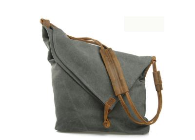 China Custom Canvas Bag High Quality Gray Mens Canvas Messenger Bag à venda