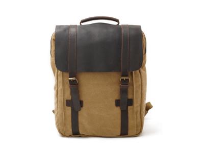 China CL-500 Khaki Hot Sale Vintage Design Canvas and Leather Laptop Bag en venta