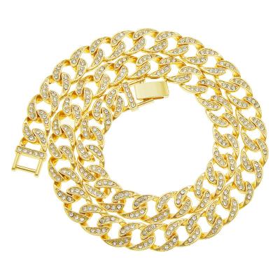 China Outlet 11MM Miami Men's Hip Hop Jewelry Wholesale Iced Out CZ Diamond Bling Link Hip Hop Zinc Alloy Choker Cuban Necklace for sale