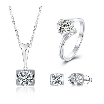 China CLASSIC Luxury Twist Created Moissanite Diamonds Gemstone Rings/Earrings/Pendant Wedding Jewelry/Necklace Sets for sale