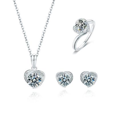 China CLASSIC Necklace Jewelry Sterling Silver Real Moissanite Wedding VVS Diamond Stud Earrings Pendant Ring American 925 Set for sale