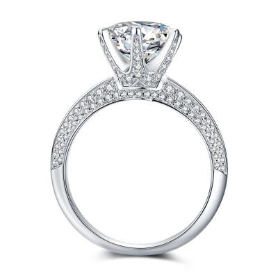 China Trendy Engagement Ring Silver Jewelry Round Cut Moissanite Ring Engagement Wedding Moissanite Ring from 3ct Moissanite for Women for sale