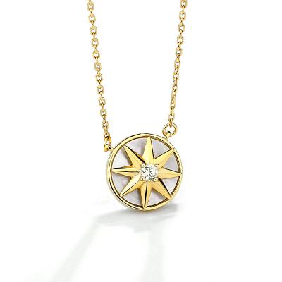 China 925 Sterling Silver Light Luxury David Rotatable Eight-pointed Star Necklace Female Vintage Star Spot for sale