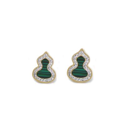 China FASHIONABLE natural stone green malachite gourd earrings fashion trendy gourd-shape stainless steel earrings for sale