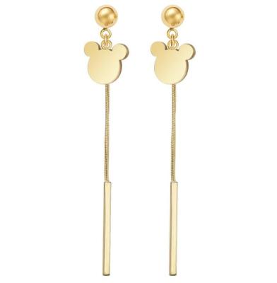 China New Hot Selling Trendy Fashion Stainless Steel DIY Mickey Mouse Eardrop 14K Gold Plated Titanium Steel Earrings for sale