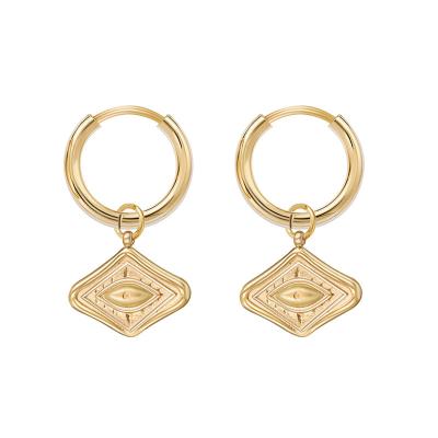 China TRENDY Eye Sore Stainless Steel Ear Hoops Eye Stud Earrings For Women 18K 316L Gold Plated Eyes Shaped Huggie Earrings for sale