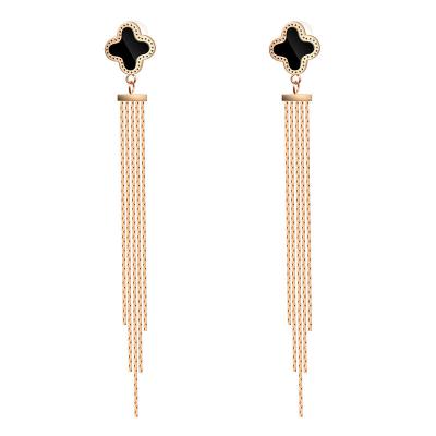 China TRENDY Chain Tassel Stainless Steel Welding Round Post Earring Stainless Steel 18K Real Gold Plated For Women for sale