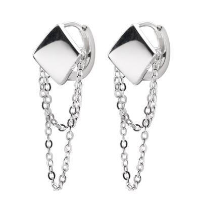 China Vintage Price Optimization Geometry Chain Earrings 925 Sterling Silver Simple Style Trendy Silver Jewelry for sale