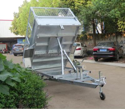 China Hot Dipped Galvanized Car Trailer Single Cage Manual Tipper Trailer , Tilting Utility Trailer for sale