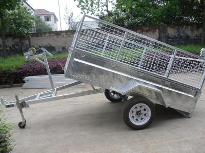 China Car Trailer Single Axle Cage Triler , Hot Dipped Galvanized Tilt Box Trailer for sale