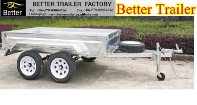 China Car Trailer 1500kg Loading Capacity Diamond Plate Floor Tandem Boxcar Trailer for sale