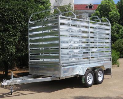 China Mobile livestock trailer with fully hot dipped galvanized loading ramp cow crate trailer, horse trailer for sale