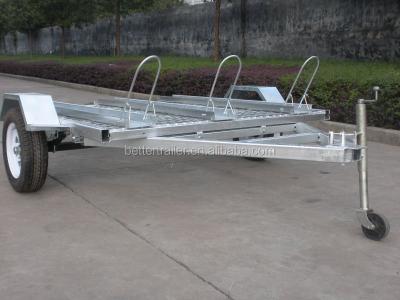 China Car Trailer 3 Motorcycle Brackets Trailers, Ribbed Steel Floor, Cheap Price Bike Trailers for sale