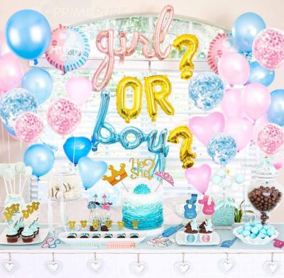 China Latex Baby Gender Reveal Party Supplies and Decorations Pink and Blue Balloons, 36 Inch Gender Reveal Balloon, Boy or Girl Banner for sale