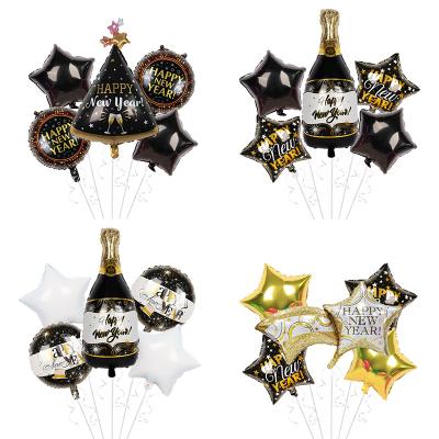 China Use With Other Balloon Decorations Wholesale 2022 Party Hat Balloon Beer Bottle Foil Balloon New Year Meteor Balloon HAPPY NEW YEAR Sets for sale