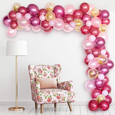 China 119PCS Latex Balloon Wedding Party Burgundy Confetti Garland Arch Kit Latex Balloon Birthday Party Decoration for sale