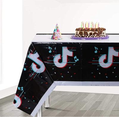 China Tiktok Themed Birthday Paper Cutlery Set Plate Fork Paper Cup Happy Birthday Banner Birthday Party Decoration for sale