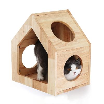 China 100% Eco-friendly Hot Selling Wooden Pet Cat Bed Pet Bed Cheap Price Wooden And Bamboo Furniture Lucky Wooden Pet Beds for sale