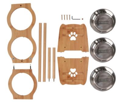 China 100% Eco-friendly Wholesale Wooden and Bamboo Pet Feeder Innards Raised Pet Feeder Storage Pet Drink Feeder for sale