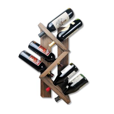 China 100% eco-friendly wooden and bamboo wine racks rack retro personality wholesale creative wine rack inclined wine rack for sale