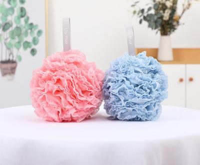 China Soft Manufacturers Wholesale Pure Color Flower Lace Double Layer Soft Bath Sponge With Letter Stripe for sale