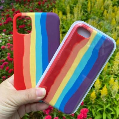 China Anti-drop New Arrival Rainbow Color Liquid Silicone Phone Case For iPhone 11 pro X Max XS XR 6 6 plus 6S 7 8 cell phone protect case for sale