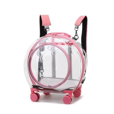 China Best Selling Portable Large Capacity Breathable Cat and Dog Going Out Bag Pet Travel Backpack with Wheels for sale