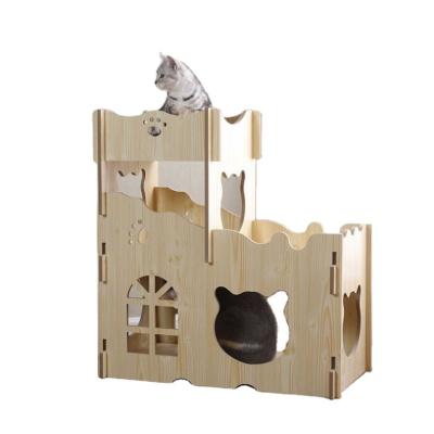 China Wholesale Amazon Cat Tree Tower Hot Selling Solid Wood Viable for sale