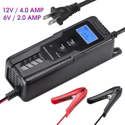 China For 6V 12V motor car battery charger voltage 12V/6V 4A/2A intelligent automatic rechargeable battery power charger for sale