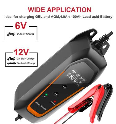 China Car Battery New 12V 4A Smart Auto Charger 2021 Car Battery Charger Plus Repair 6V/12V Lead Acid Battery Charger AGM Boosters for sale