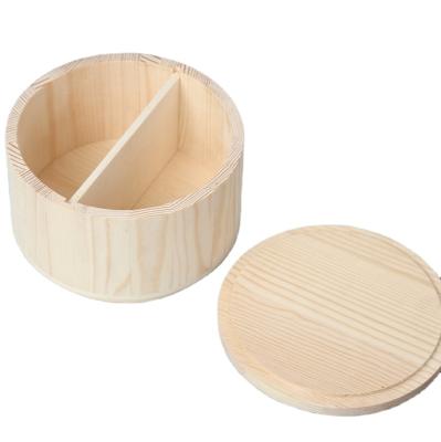 China Natural Environmental Sustainable 2 Divider With Lid Wooden Spice Box Household Dining Room Kitchen Spice Box for sale