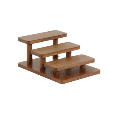 China Factory Custom Jewelry Tray Stand Eco - Friendly Steps Wooden Cosmetic Display Stand for sale