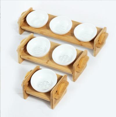 China Factory Direct Sale Eco-Friendly Sustainable Wooden Cat Bowl Holder Wooden Pet Feeding Rack for sale