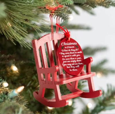 China Durable Wooden Memorial Chair Christmas Paradise Wooden Red Christmas Chair Decoration for sale