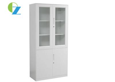 China Office Steel Storage Cupboards With Two Metal Handle Two Glass Door for sale